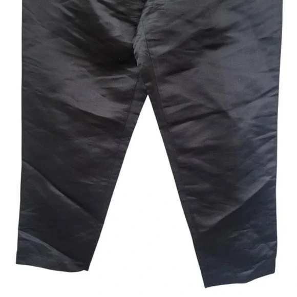 DUE per DUE Bloomingdales Black Silk Blend Satin Tapered Crop Pant Sz 14 34x28 - Picture 8 of 8